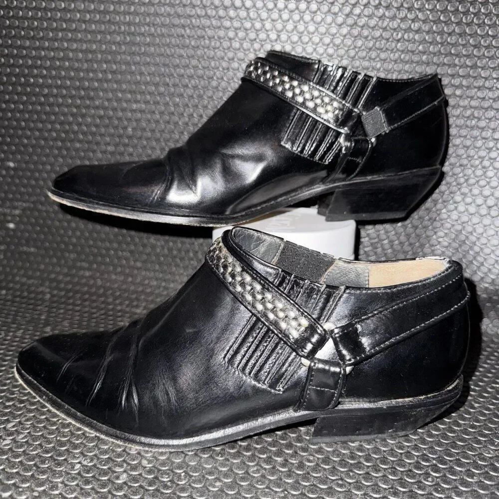 Via Spiga 1990s Harness Bootie Vintage Black Boots Shoes Women’s Size 5.5B